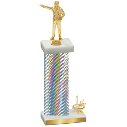 Accented Single Silver Carbon Fiber First Place Shooter Trophy