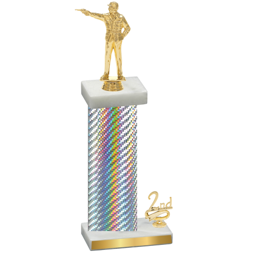 Accented Single Silver Carbon Fiber Second Place Shooter Trophy