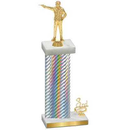 Accented Single Silver Carbon Fiber Third Place Shooter Trophy