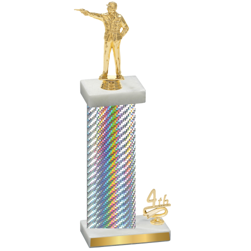 Accented Single Silver Carbon Fiber Fourth Place Shooter Trophy