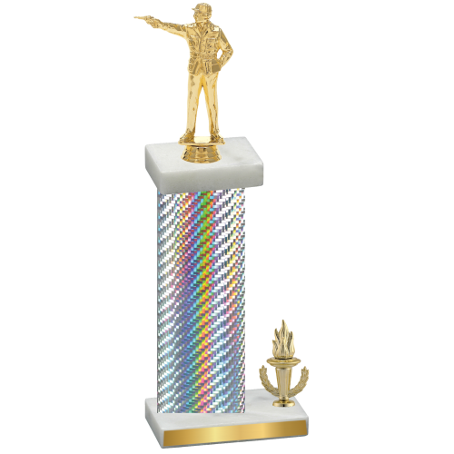 Accented Single Silver Carbon Fiber Victory Shooter Trophy