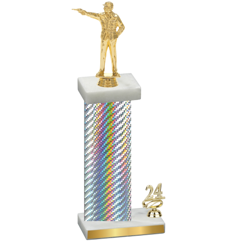 Accented Single Silver Carbon Fiber Year Shooter Trophy