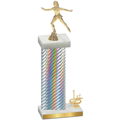 Accented Single Silver Carbon Fiber First Place Skater Trophy