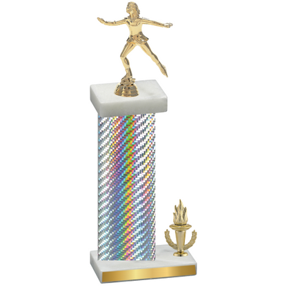 Accented Single Silver Carbon Fiber Victory Skater Trophy