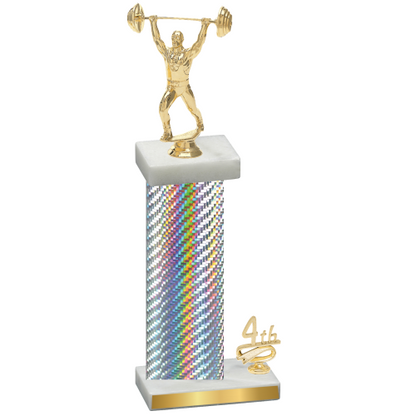 Accented Single Silver Carbon Fiber Fourth Place Weights Trophy