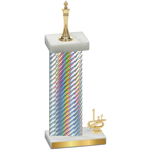 Accented Single Silver Carbon Fiber First Place Chess Trophy