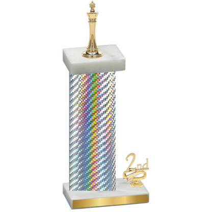 Accented Single Silver Carbon Fiber Second Place Chess Trophy