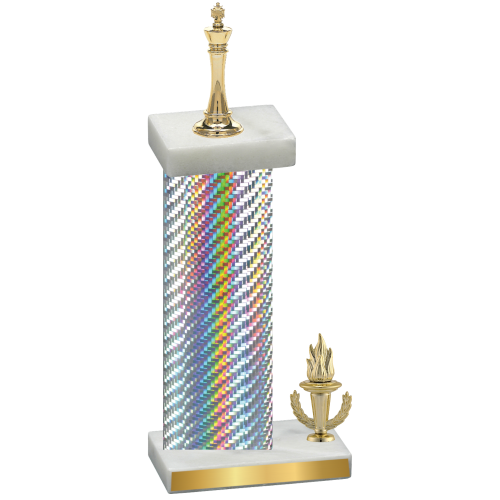 Accented Single Silver Carbon Fiber Victory Chess Trophy