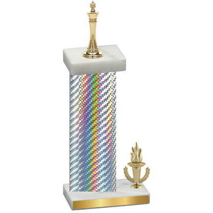 Accented Single Silver Carbon Fiber Victory Chess Trophy