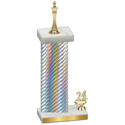 Accented Single Silver Carbon Fiber Year Chess Trophy