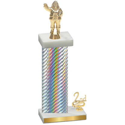 Accented Single Silver Carbon Fiber Second Place Holiday Trophy