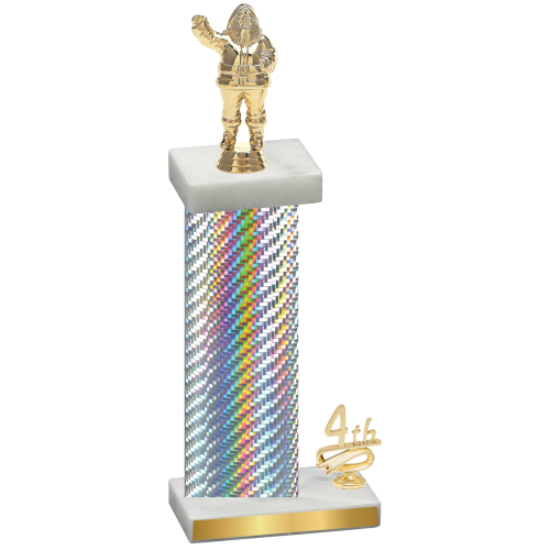 Accented Single Silver Carbon Fiber Fourth Place Holiday Trophy