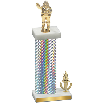 Accented Single Silver Carbon Fiber Victory Holiday Trophy