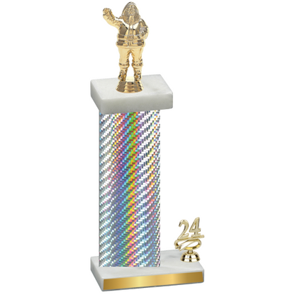 Accented Single Silver Carbon Fiber Year Holiday Trophy