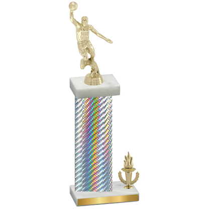 Accented Single Silver Carbon Fiber Victory Basketball Trophy