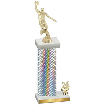 Accented Single Silver Carbon Fiber Year Basketball Trophy