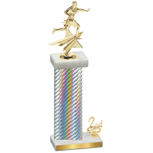 Accented Single Silver Carbon Fiber Second Place Flag Football Trophy