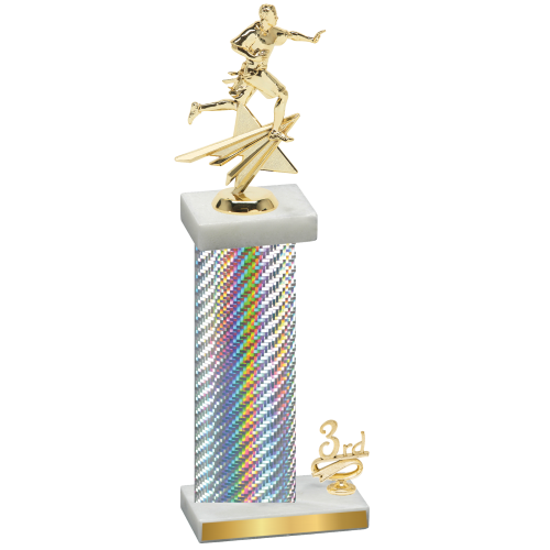 Accented Single Silver Carbon Fiber Third Place Flag Football Trophy