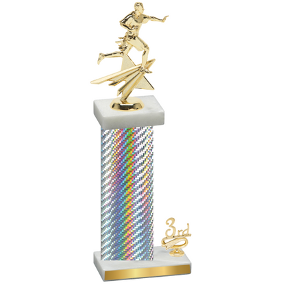 Accented Single Silver Carbon Fiber Third Place Flag Football Trophy