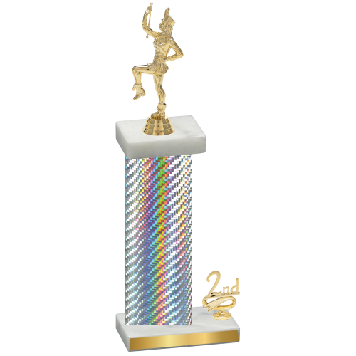 Accented Single Silver Carbon Fiber Second Place Majorette Trophy