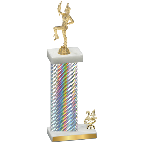 Accented Single Silver Carbon Fiber Year Majorette Trophy