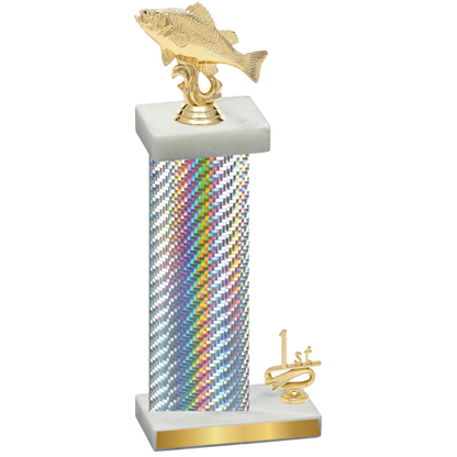 Accented Single Silver Carbon Fiber First Place Fishing Trophy