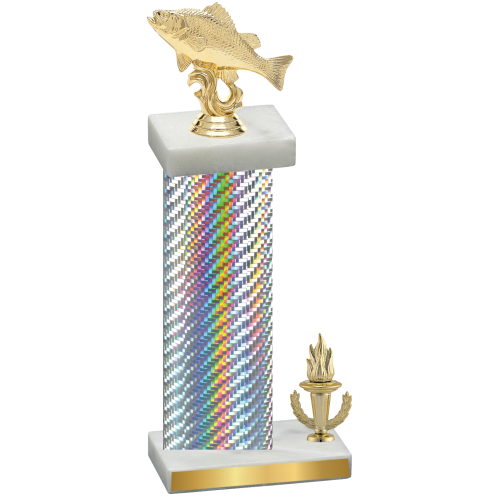 Accented Single Silver Carbon Fiber Victory Fishing Trophy