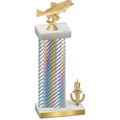 Accented Single Silver Carbon Fiber Victory Fishing Trophy