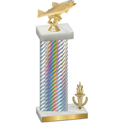 Accented Single Silver Carbon Fiber Victory Fishing Trophy