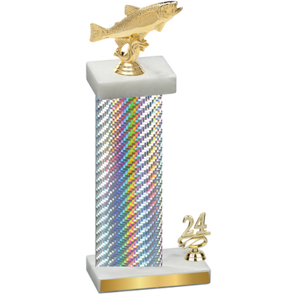 Accented Single Silver Carbon Fiber Year Fishing Trophy