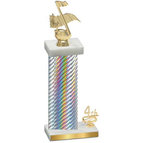 Accented Single Silver Carbon Fiber Fourth Place Music Trophy