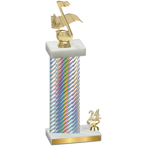 Accented Single Silver Carbon Fiber Year Music Trophy