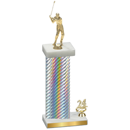 Accented Single Silver Carbon Fiber Year Golf Trophy