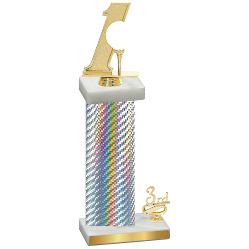 Accented Single Silver Carbon Fiber Third Place Golf Trophy