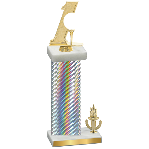 Accented Single Silver Carbon Fiber Victory Golf Trophy