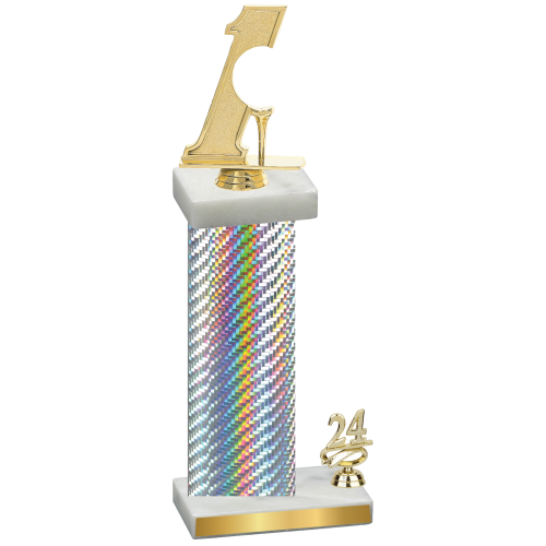 Accented Single Silver Carbon Fiber Year Golf Trophy