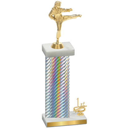 Accented Single Silver Carbon Fiber First Place Karate Trophy