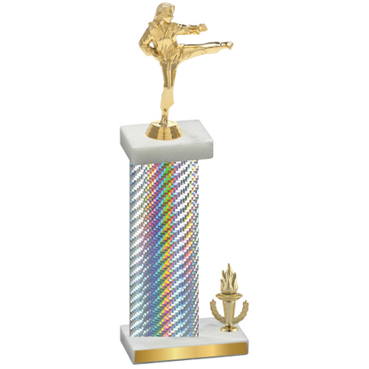 Accented Single Silver Carbon Fiber Victory Karate Trophy