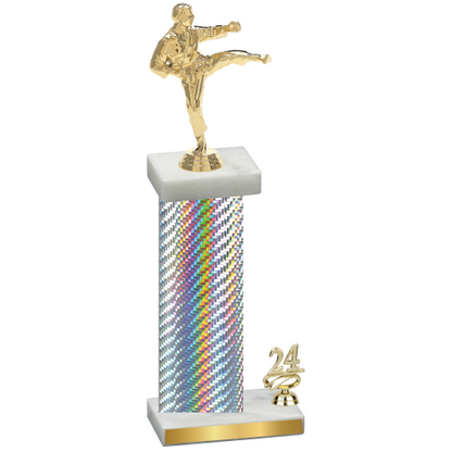 Accented Single Silver Carbon Fiber Year Karate Trophy