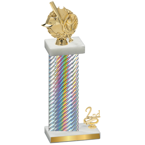 Accented Single Silver Carbon Fiber Second Place Baseball Trophy