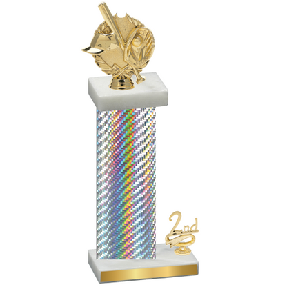 Accented Single Silver Carbon Fiber Second Place Baseball Trophy