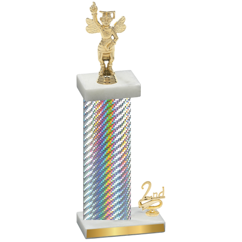 Accented Single Silver Carbon Fiber Second Place Academics Trophy