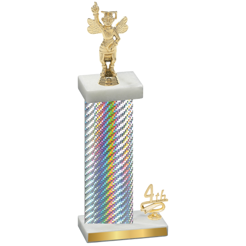 Accented Single Silver Carbon Fiber Fourth Place Academics Trophy