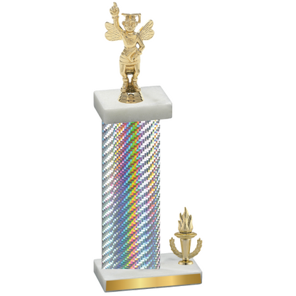 Accented Single Silver Carbon Fiber Victory Academics Trophy