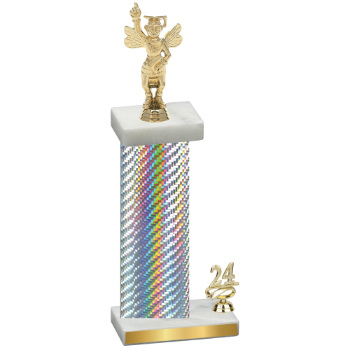 Accented Single Silver Carbon Fiber Year Academics Trophy