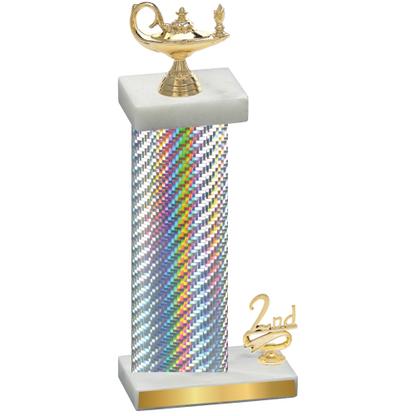 Accented Single Silver Carbon Fiber Second Place Academics Trophy
