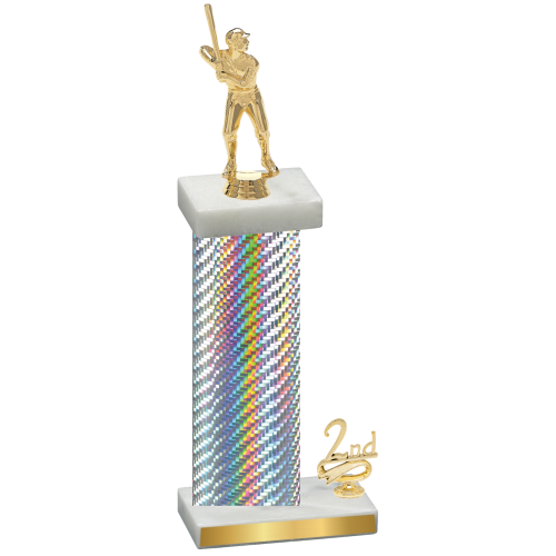 Accented Single Silver Carbon Fiber Second Place Baseball Trophy