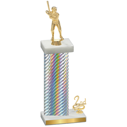 Accented Single Silver Carbon Fiber Second Place Baseball Trophy