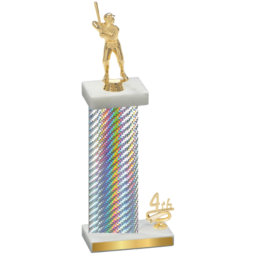 Accented Single Silver Carbon Fiber Fourth Place Baseball Trophy