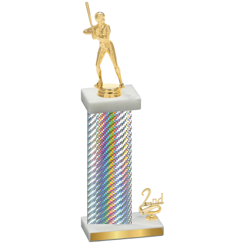 Accented Single Silver Carbon Fiber Second Place Softball Trophy